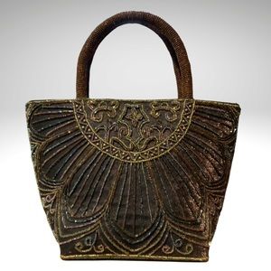 Beaded purse with an Art Nouveau and Starburst Style Pattern